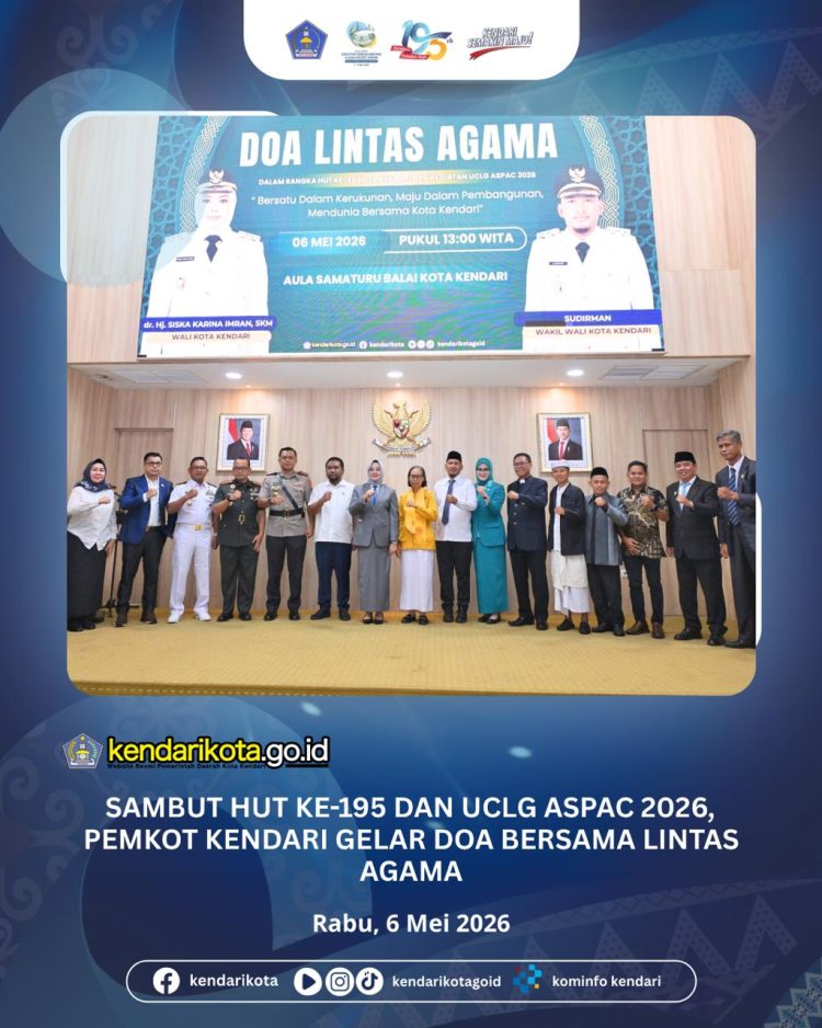 Sambut HUT ke-195 dan UCLG ASPAC 2026, Pemkot Kendari Gelar Doa Bersama Lintas Agama