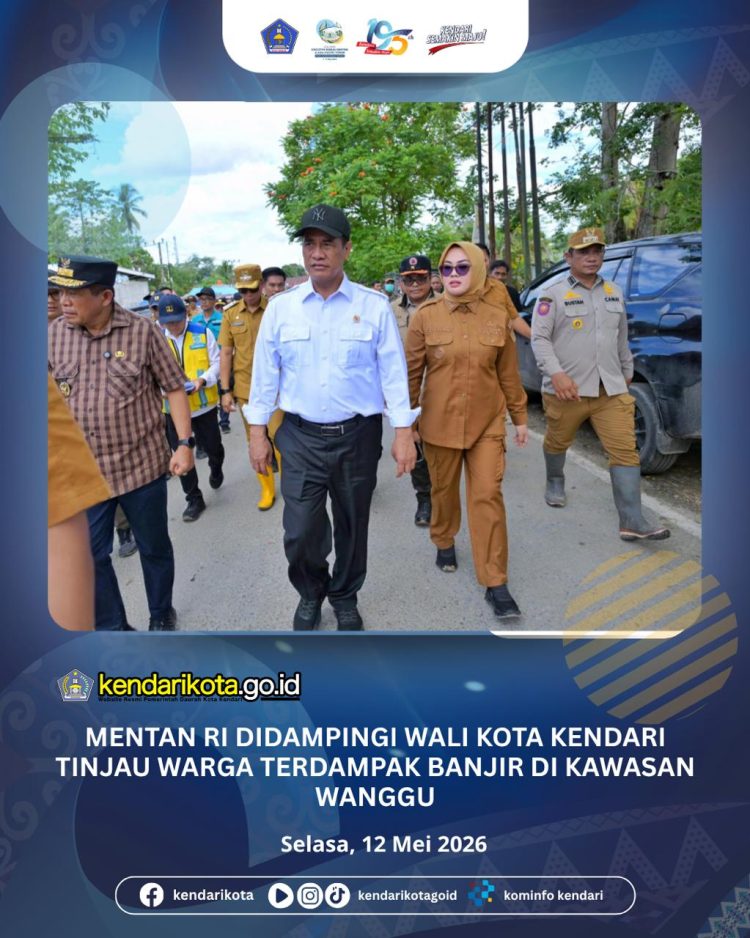 Mentan RI Didampingi Wali Kota Kendari Tinjau Warga Terdampak Banjir di Kawasan Wanggu