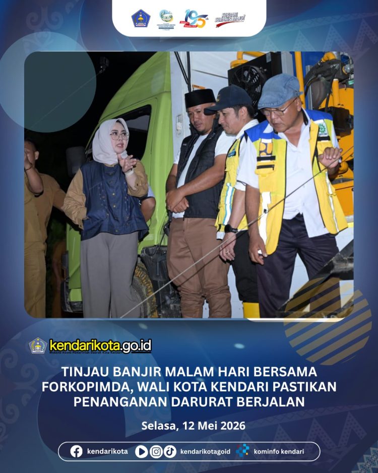 Tinjau Banjir Malam Hari Bersama Forkopimda, Wali Kota Kendari Pastikan Penanganan Darurat Berjalan