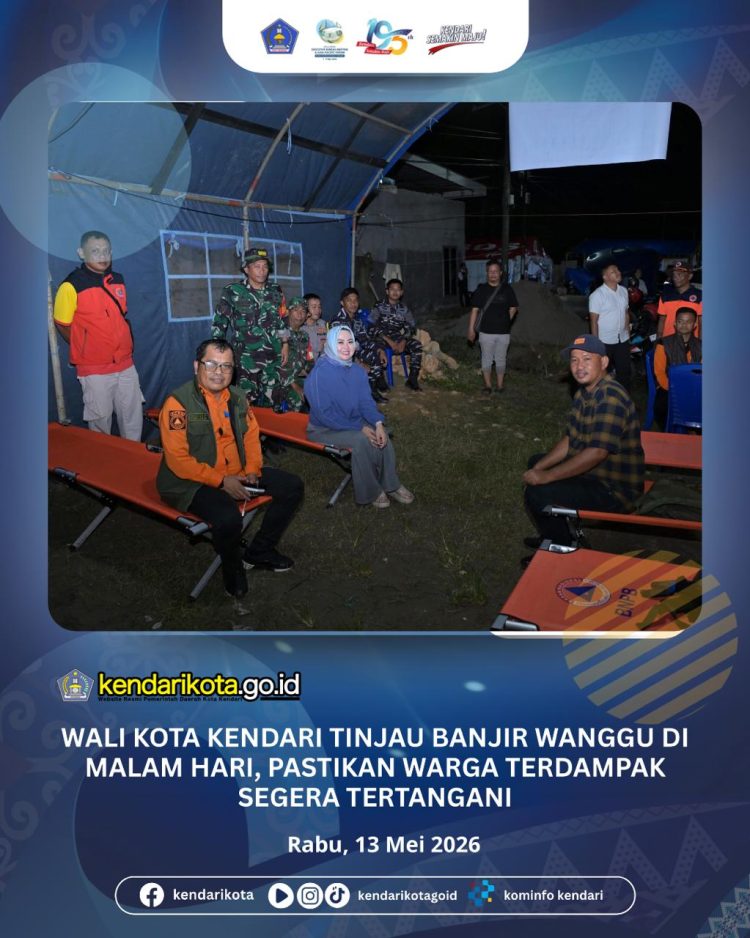 Wali Kota Kendari Tinjau Banjir Wanggu di Malam Hari, Pastikan Warga Terdampak Segera Tertangani