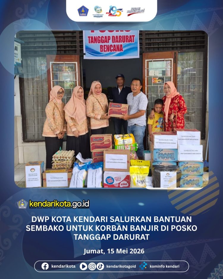 DWP Kota Kendari Salurkan Bantuan Sembako untuk Korban Banjir di Posko Tanggap Darurat
