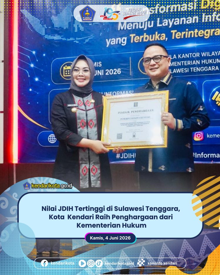 Nilai JDIH Tertinggi di Sulawesi Tenggara, Kota Kendari Raih Penghargaan dari Kementerian Hukum