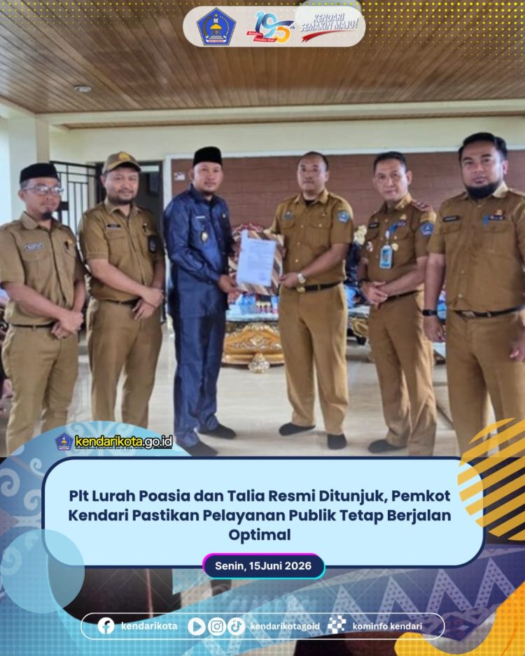 Plt Lurah Poasia dan Talia Resmi Ditunjuk, Pemkot Kendari Pastikan Pelayanan Publik Tetap Berjalan Optimal
