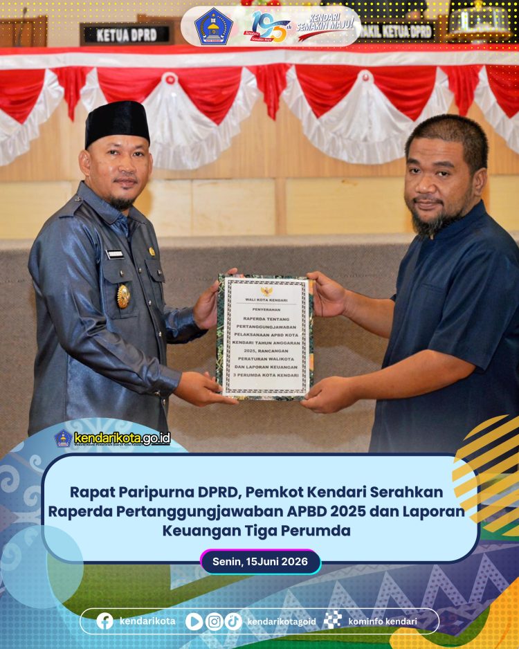 Rapat Paripurna DPRD, Pemkot Kendari Serahkan Raperda Pertanggungjawaban APBD 2025 dan Laporan Keuangan Tiga Perumda