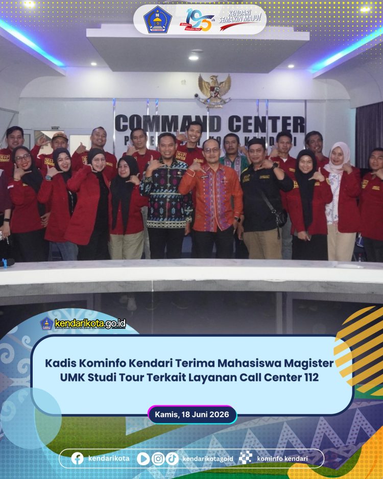Kadis Kominfo Kendari Terima Mahasiswa Magister UMK Studi Tour Terkait Layanan Call Center 112