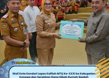 Wali Kota Kendari Lepas Kafilah MTQ Ke-XXXI ke Kabupaten Konawe dan Serahkan Dana Hibah Rumah Ibadah