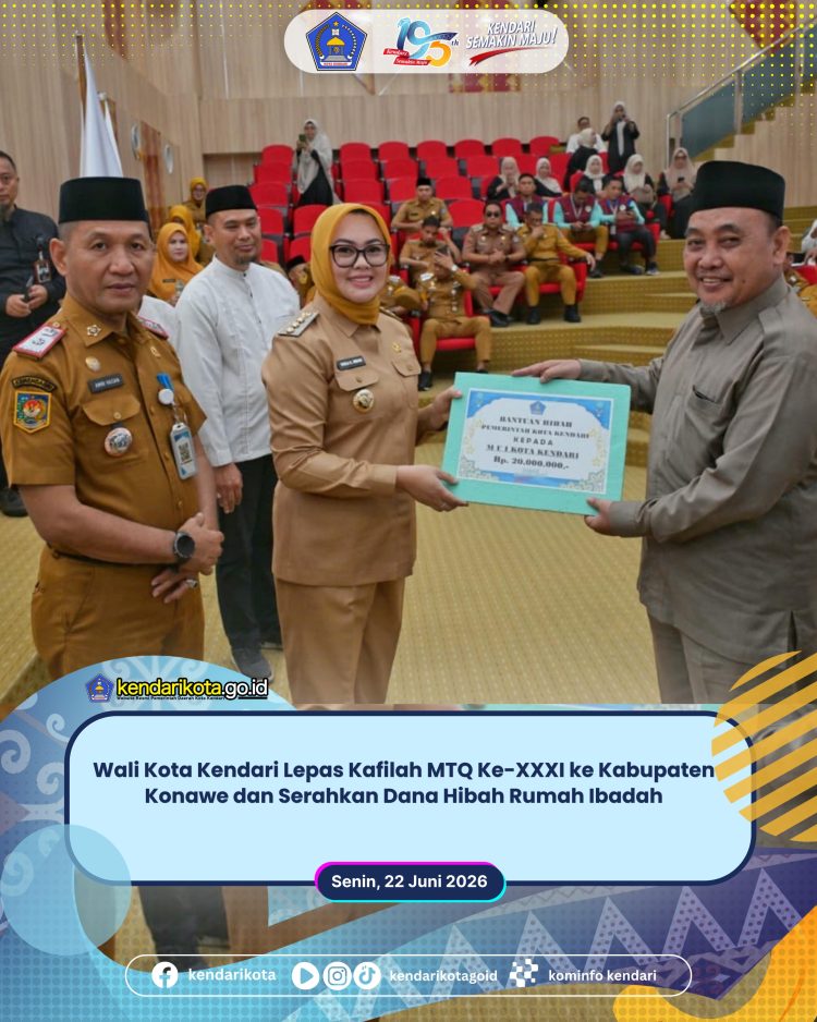 Wali Kota Kendari Lepas Kafilah MTQ Ke-XXXI ke Kabupaten Konawe dan Serahkan Dana Hibah Rumah Ibadah