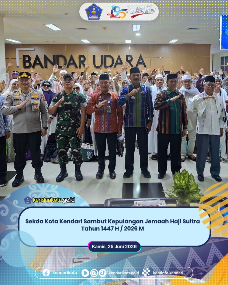 Sekda Kota Kendari Sambut Kepulangan Jemaah Haji Sultra Tahun 1447 H / 2026 M