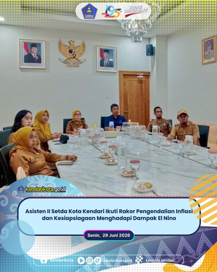 Asisten II Setda Kota Kendari Ikuti Rakor Pengendalian Inflasi dan Kesiapsiagaan Menghadapi Dampak El Nino