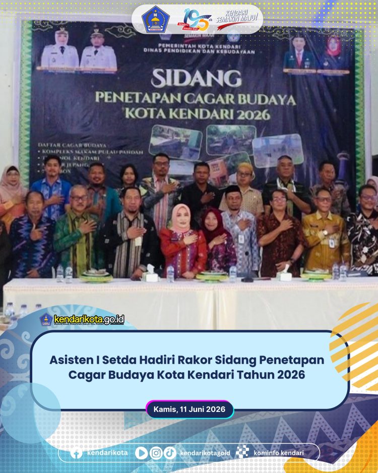 Asisten I Setda Hadiri Rakor Sidang Penetapan Cagar Budaya Kota Kendari Tahun 2026