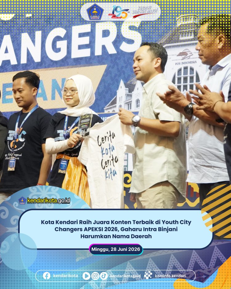 Kota Kendari Raih Juara Konten Terbaik di Youth City Changers APEKSI 2026, Gaharu Intra Binjani Harumkan Nama Daerah