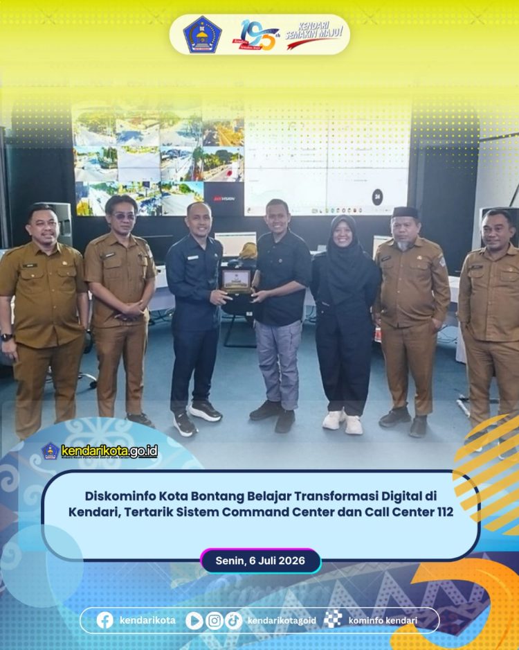 Diskominfo Kota Bontang Belajar Transformasi Digital di Kendari, Tertarik Sistem Command Center dan Call Center 112