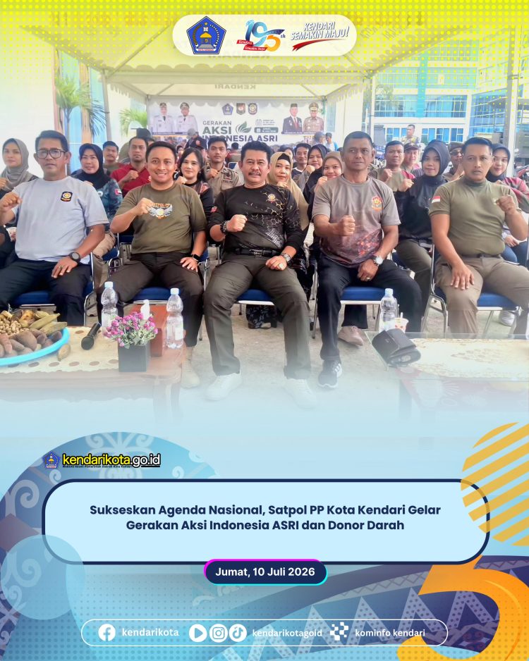 Sukseskan Agenda Nasional, Satpol PP Kota Kendari Gelar Gerakan Aksi Indonesia ASRI dan Donor Darah