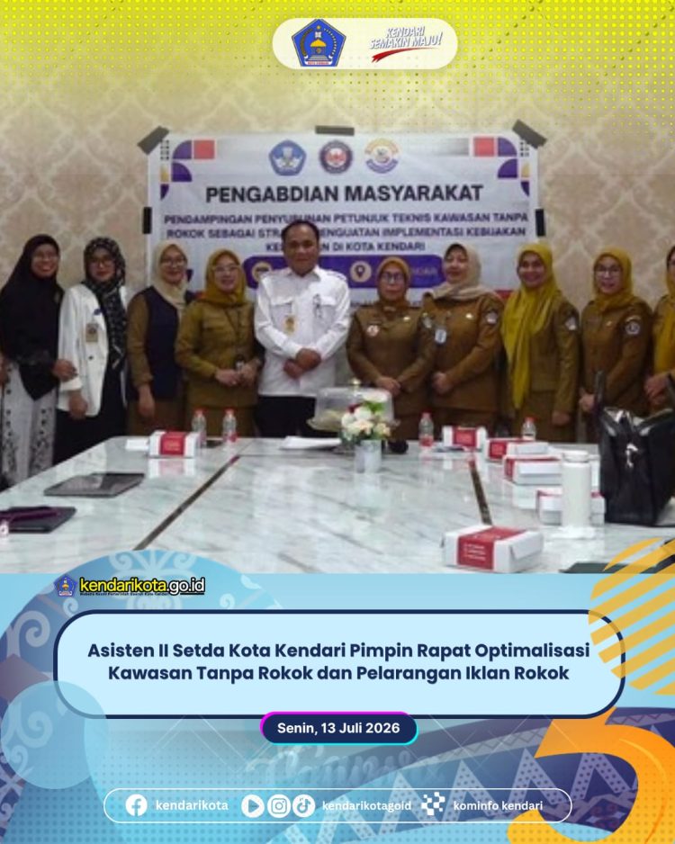 Asisten II Setda Kota Kendari Pimpin Rapat Optimalisasi Kawasan Tanpa Rokok dan Pelarangan Iklan Rokok
