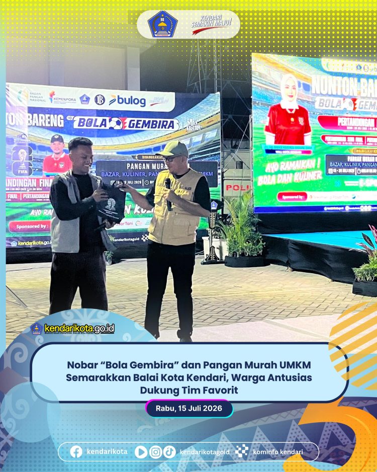 Nobar “Bola Gembira” dan Pangan Murah UMKM Semarakkan Balai Kota Kendari, Warga Antusias Dukung Tim Favorit