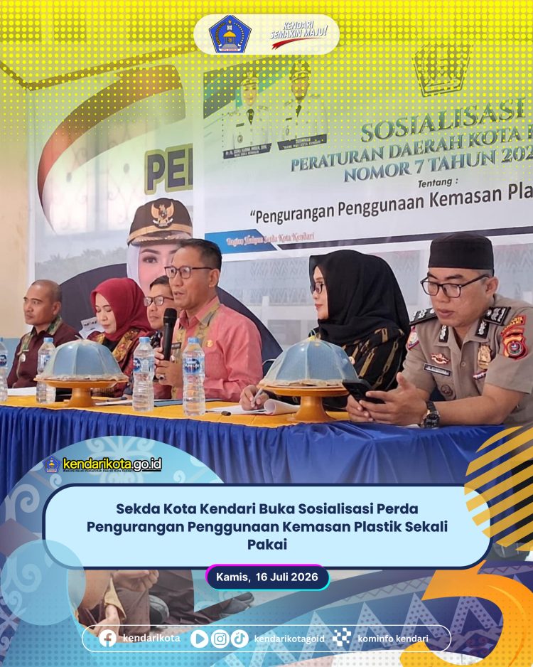 Sekda Kota Kendari Buka Sosialisasi Perda Pengurangan Penggunaan Kemasan Plastik Sekali Pakai