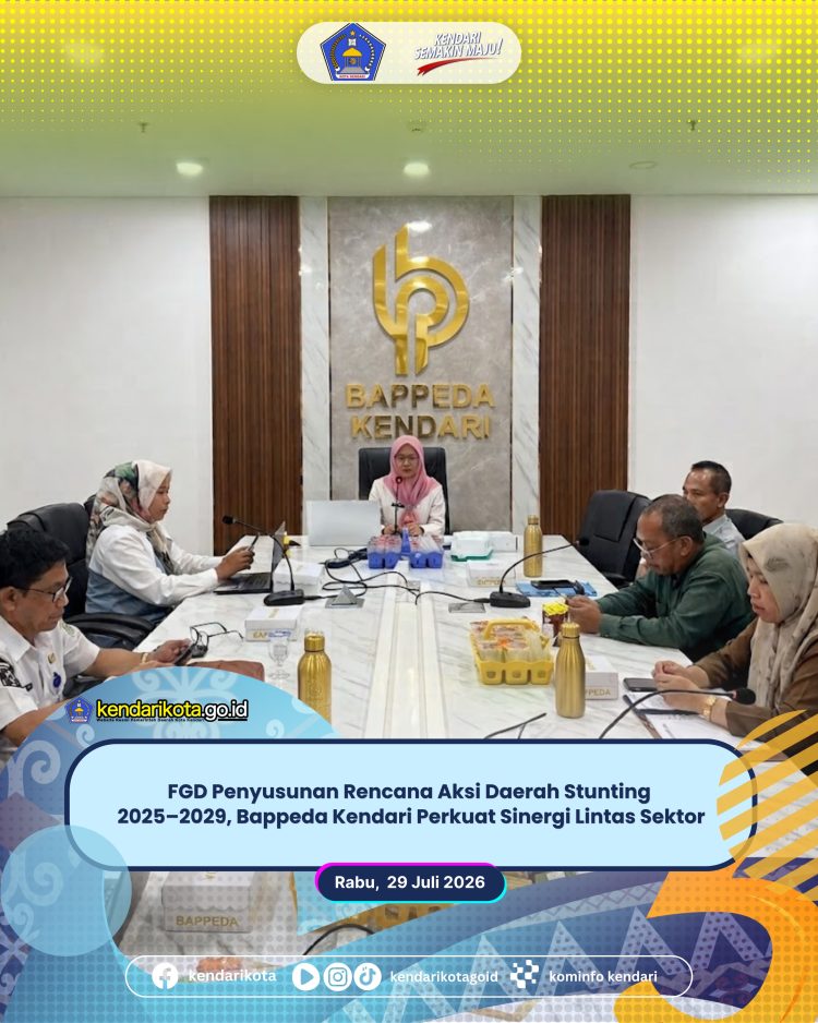 FGD Penyusunan Rencana Aksi Daerah Stunting 2025–2029, Bappeda Kendari Perkuat Sinergi Lintas Sektor