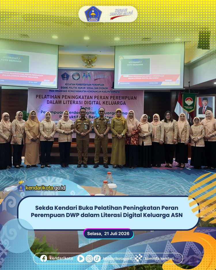 Sekda Kendari Buka Pelatihan Peningkatan Peran Perempuan DWP dalam Literasi Digital Keluarga ASN