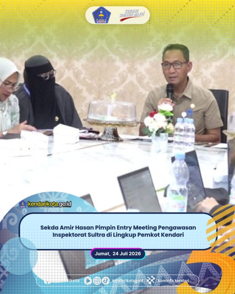 Sekda Amir Hasan Pimpin Entry Meeting Pengawasan Inspektorat Sultra di Lingkup Pemkot Kendari