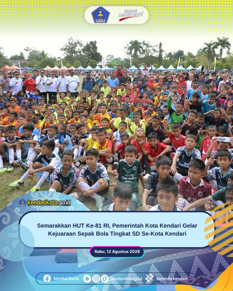 Semarakkan HUT Ke-81 RI, Pemerintah Kota Kendari Gelar Kejuaraan Sepak Bola Tingkat SD Se-Kota Kendari