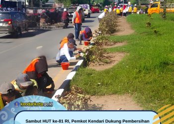 Sambut HUT ke-81 RI, Pemkot Kendari Dukung Pembersihan dan Pengecatan Kerb Jalan Nasional