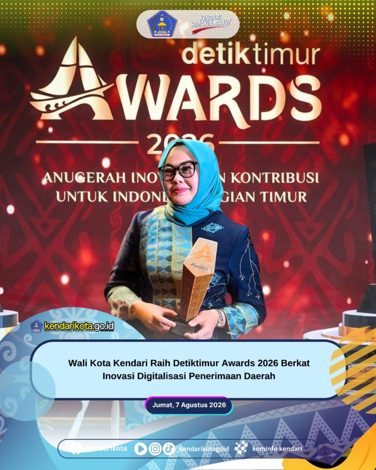 Wali Kota Kendari Raih detiktimur Awards 2026 Berkat Inovasi Digitalisasi Penerimaan Daerah