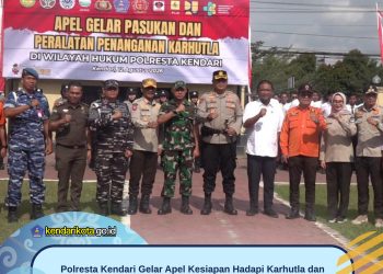 Polresta Kendari Gelar Apel Kesiapan Hadapi Karhutla dan Kekeringan Ekstrem