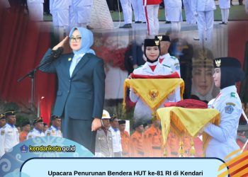 Upacara Penurunan Bendera HUT ke-81 RI di Kendari Berlangsung Khidmat