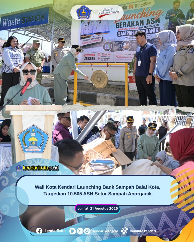 Wali Kota Kendari Launching Bank Sampah Balai Kota, Targetkan 10.505 ASN Setor Sampah Anorganik