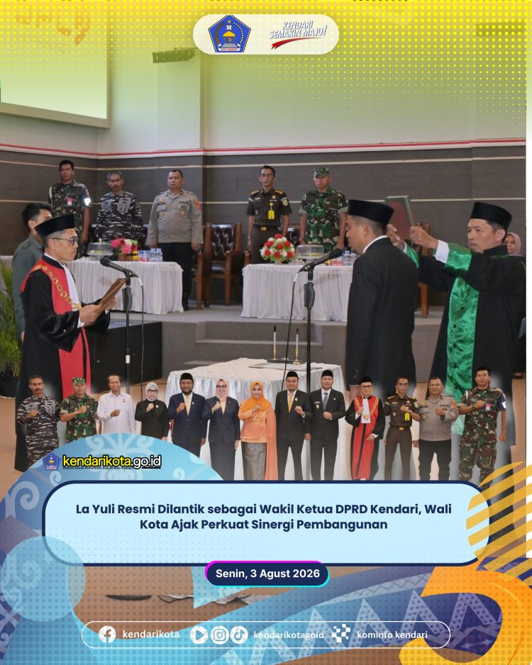 La Yuli Resmi Dilantik sebagai Wakil Ketua DPRD Kendari, Wali Kota Ajak Perkuat Sinergi Pembangunan