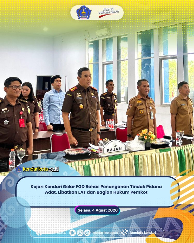 Kejari Kendari Gelar FGD Bahas Penanganan Tindak Pidana Adat, Libatkan LAT dan Bagian Hukum Pemkot