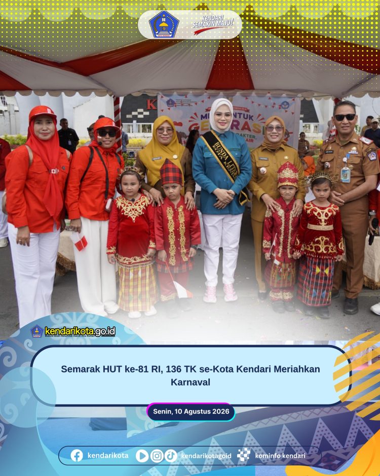 Semarak HUT ke-81 RI, 136 TK se-Kota Kendari Meriahkan Karnaval