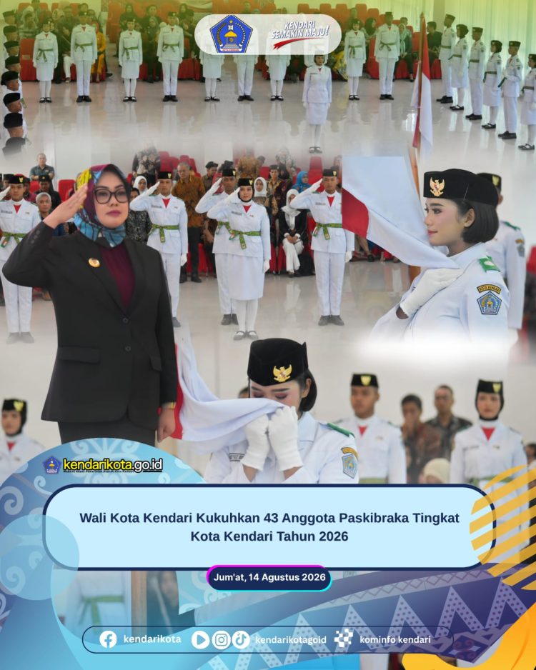 Wali Kota Kendari Kukuhkan 43 Anggota Paskibraka Tingkat Kota Kendari Tahun 2026