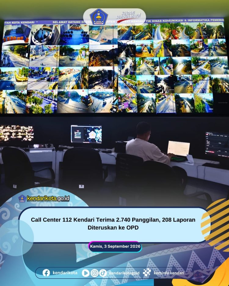Call Center 112 Kendari Terima 2.740 Panggilan, 208 Laporan Diteruskan ke OPD