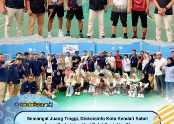Semangat Juang Tinggi, Diskominfo Kota Kendari Sabet Juara Badminton Hari Bakti Postel ke-81