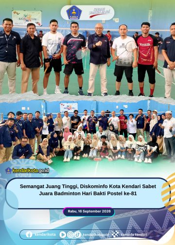 Semangat Juang Tinggi, Diskominfo Kota Kendari Sabet Juara Badminton Hari Bakti Postel ke-81