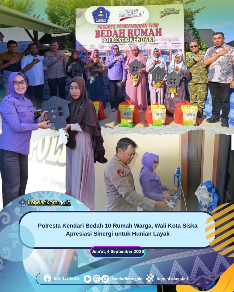 Polresta Kendari Bedah 10 Rumah Warga, Wali Kota Siska Apresiasi Sinergi untuk Hunian Layak
