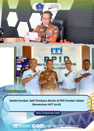 Sekda Kendari Jadi Pembaca Berita di RRI Kendari dalam Momentum HUT ke-81