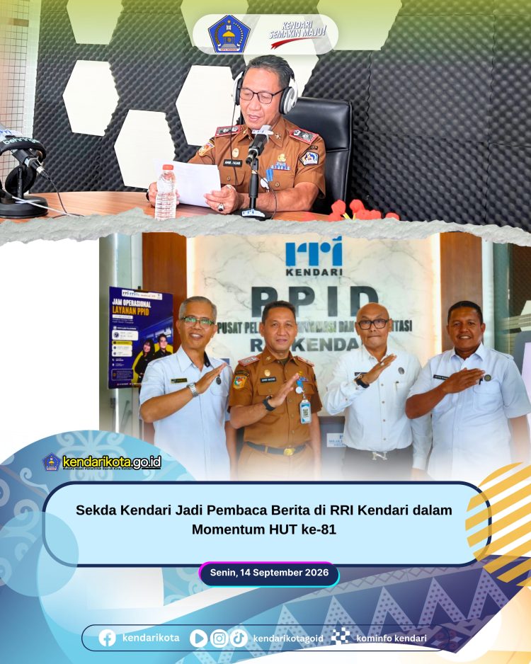 Sekda Kendari Jadi Pembaca Berita di RRI Kendari dalam Momentum HUT ke-81