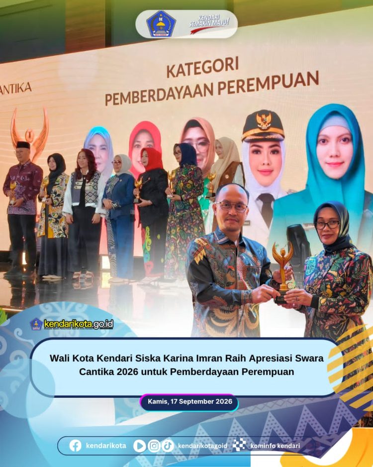 Wali Kota Kendari Siska Karina Imran Raih Apresiasi Swara Cantika 2026 untuk Pemberdayaan Perempuan