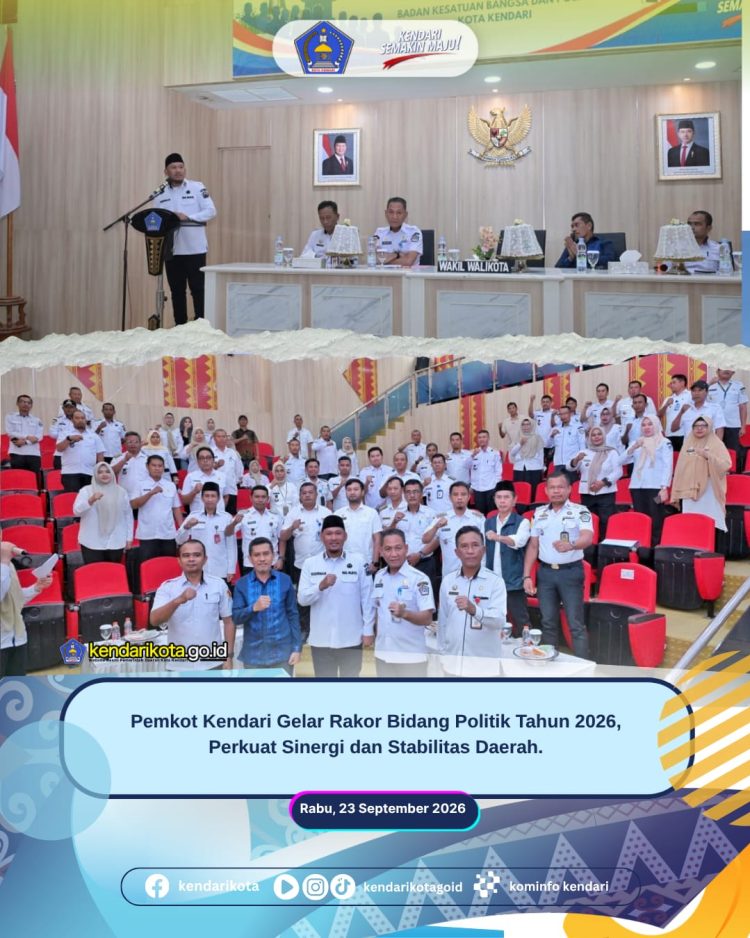 Pemkot Kendari Gelar Rakor Bidang Politik Tahun 2026, Perkuat Sinergi dan Stabilitas Daerah.