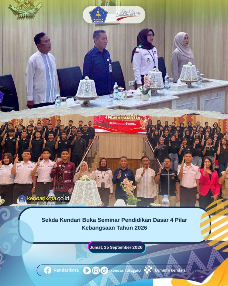 Sekda Kendari Buka Seminar Pendidikan Dasar 4 Pilar Kebangsaan Tahun 2026