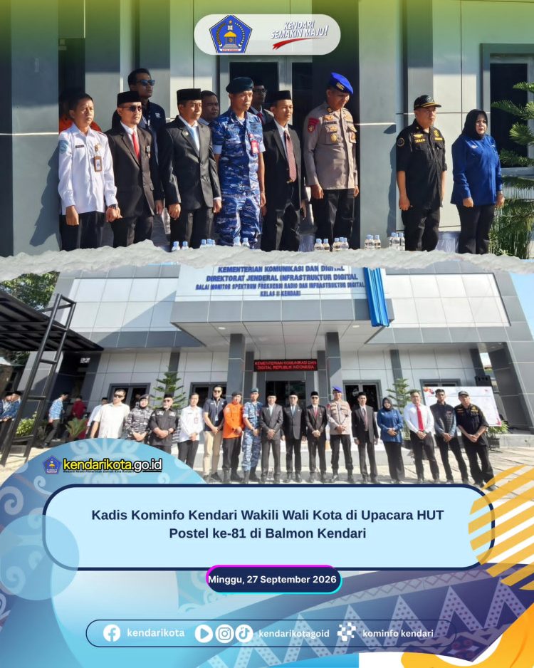 Kadis Kominfo Kendari Wakili Wali Kota di Upacara HUT Postel ke-81 di Balmon Kendari