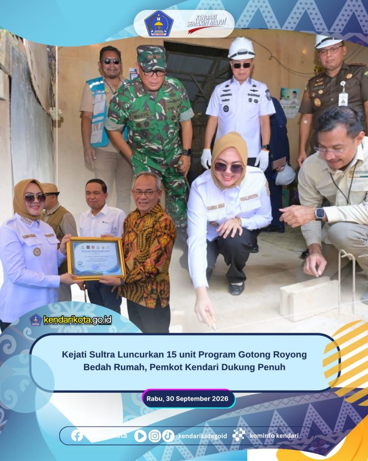 Kejati Sultra Luncurkan 15 unit Program Gotong Royong Bedah Rumah, Pemkot Kendari Dukung Penuh