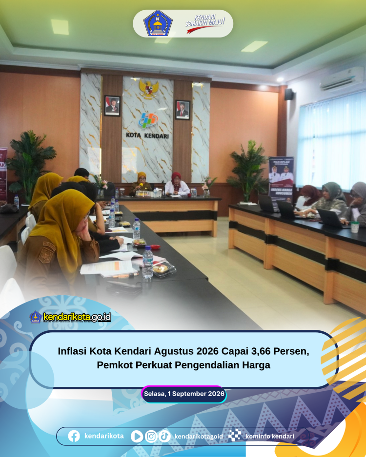 Inflasi Kota Kendari Agustus 2026 Capai 3,66 Persen, Pemkot Perkuat Pengendalian Harga