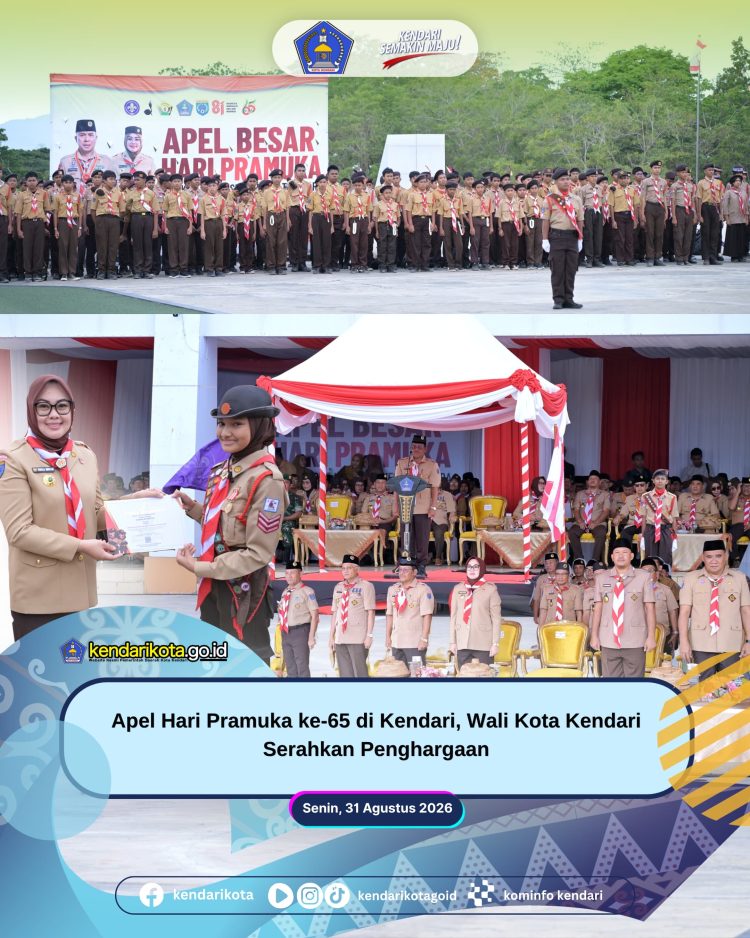 Apel Hari Pramuka ke-65 di Kendari, Wali Kota Kendari Serahkan Penghargaan