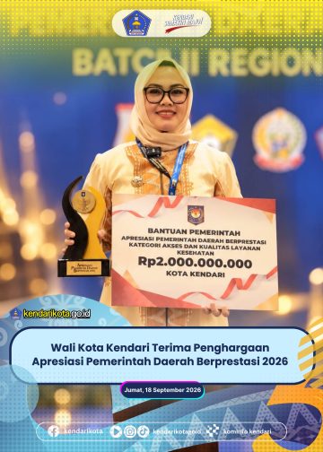 Wali Kota Kendari Terima Penghargaan Apresiasi Pemerintah Daerah Berprestasi 2026