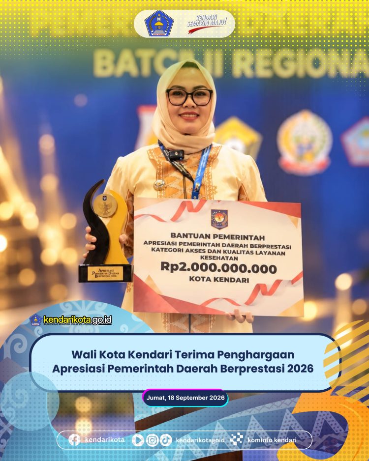 Wali Kota Kendari Terima Penghargaan Apresiasi Pemerintah Daerah Berprestasi 2026