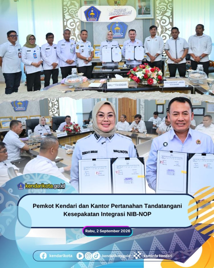 Pemkot Kendari dan Kantor Pertanahan Tandatangani Kesepakatan Integrasi NIB-NOP