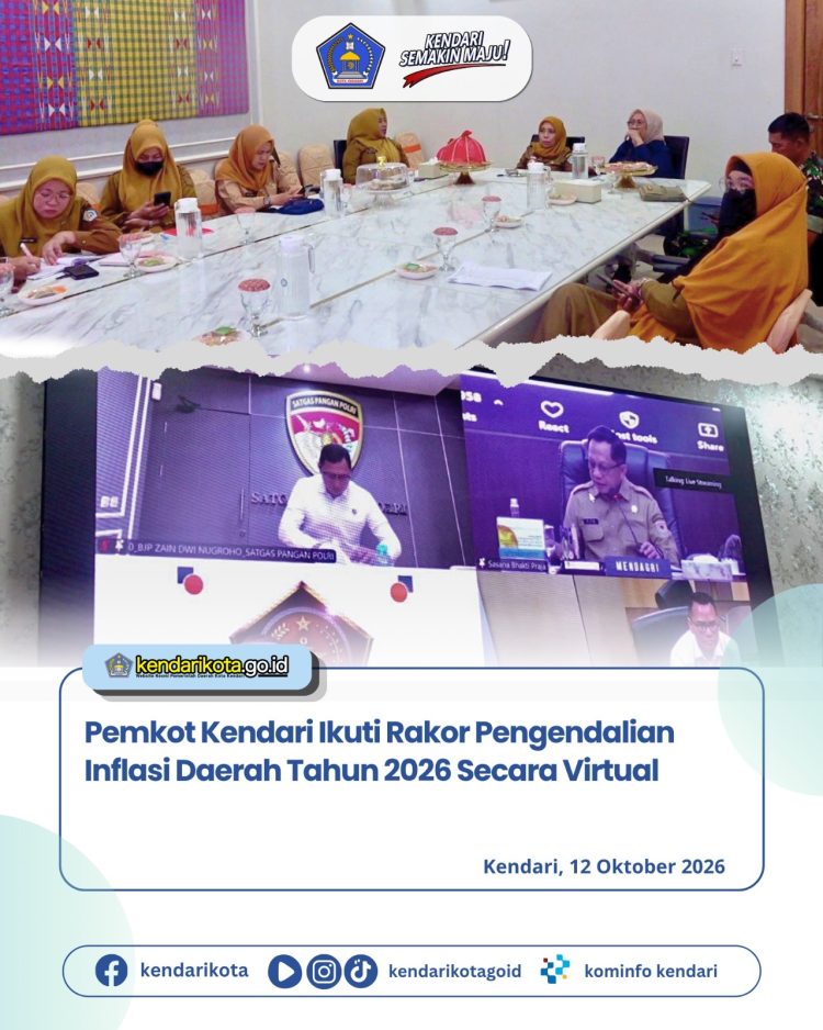 Pemkot Kendari Ikuti Rakor Pengendalian Inflasi Daerah Tahun 2026 Secara Virtual